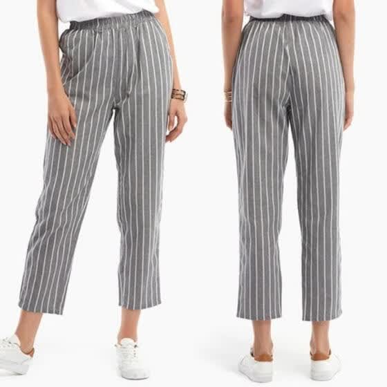 high waisted pants with elastic waist