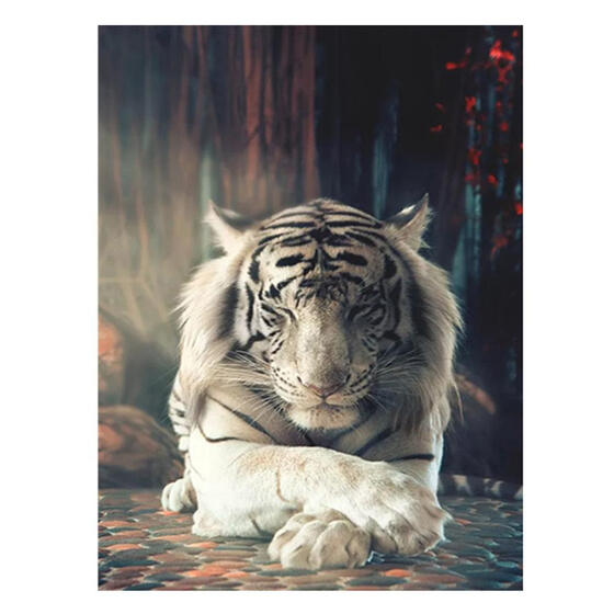 DIY Embroidery Diamond Painting Set w// Tools for Room House Decoration Tiger