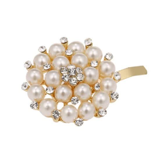 Shop Woman Metal Hair Clip Pearl Flower Hair Clip Decorative