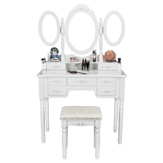 Wido Dressing Table With Stool White, Salon Vanity Table