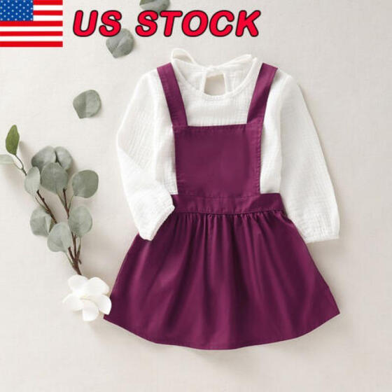 UK Toddler Kids Baby Girl Cotton T-shirt Top Skirt Dress 2Pcs Outfit Clothes Set