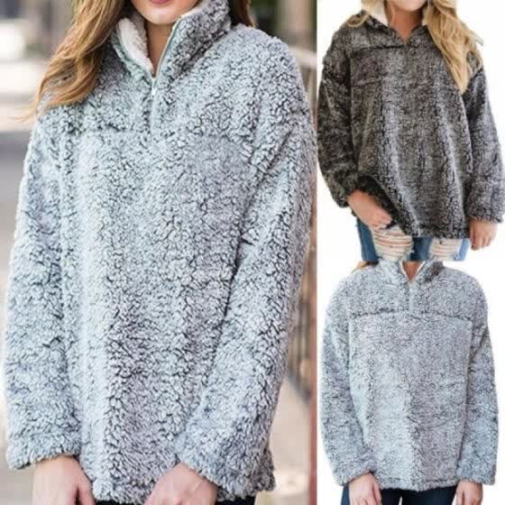 faux fur hooded sweatshirt
