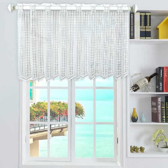 Shop Valance Grid Style Short Sheer Curtains Rod Pocket Mesh