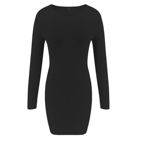 Shop Women Sexy O Neck Slim Knee Length Dress Solid Color Sexy Bodycon Party Dresses Elegant Lady Vestidos Online From Best Fashion Hoodies Sweat Shirts On Jd Com Global Site Joybuy Com