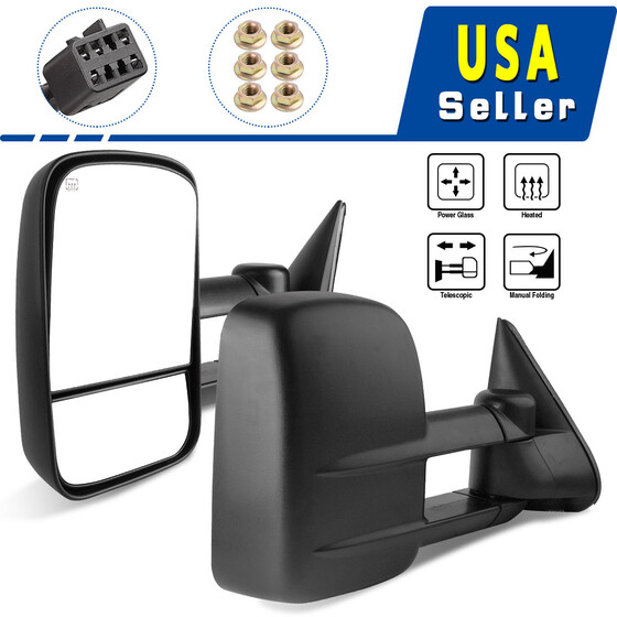 Tow Mirrors for 1999-2002 Chevy Silverado GMC Sierra 1500 2500 3500 Power Heated