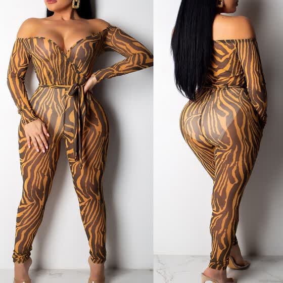 tight leopard print jumpsuit