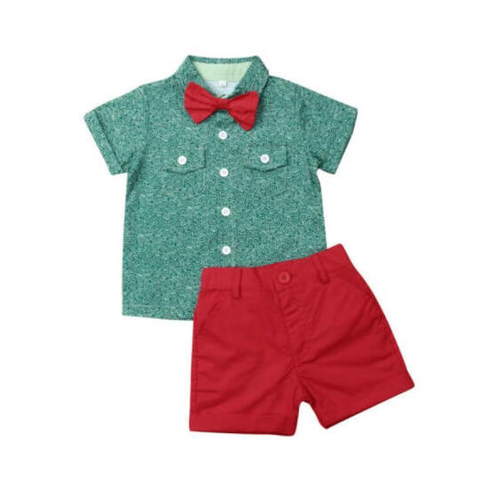 2pcs Toddler Baby Boys Kids Shirt Tops Shorts Outfits Gentleman Set