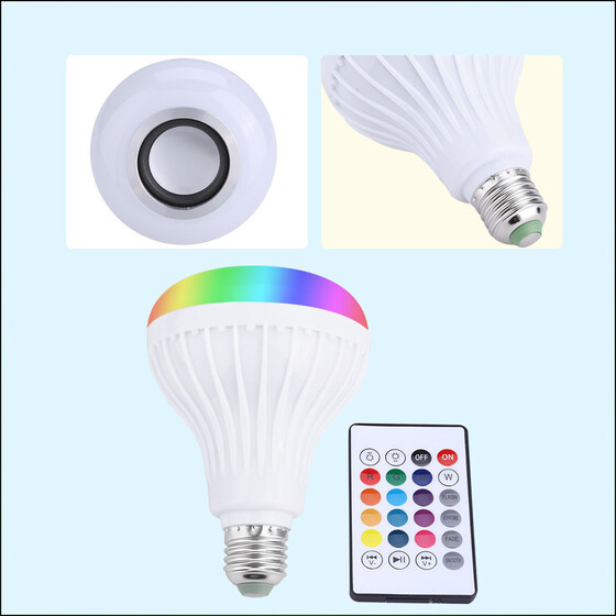 LED Wireless Bluetooth Bulb Light Speaker 12W RGB Smart Music Play Lamp+Remote K