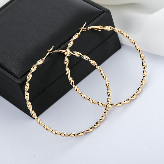Vintage Women Punk Silvet Big Hoop Large Round Circle U Earrings Jewelry Gift