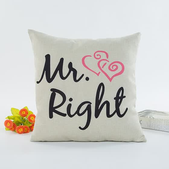 Shop Valentines Day Flax Pillow Sofa Waist Throw Cushion Cover