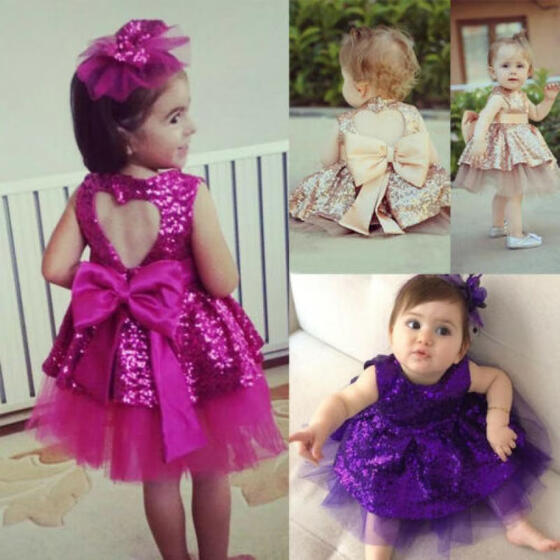 Girl Sequin Princess Bridesmaid Pageant Gown Birthday Party Wedding Tutu Dress z