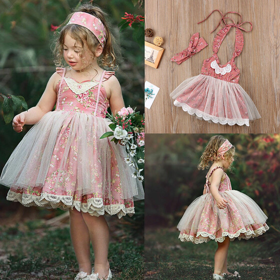 Toddler Kids Baby Girls Cat Bow Sleeveless Wedding Party Tulle Tutu Dress Casual