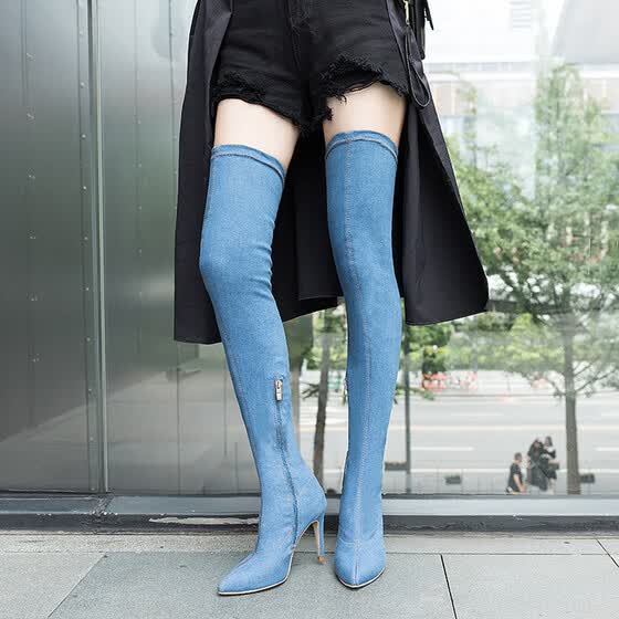 ladies denim boots