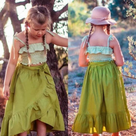 crop top and long skirt dress