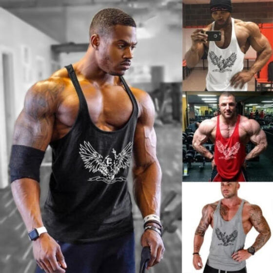 Men's Gym Muscleshirt Bodybuilding Sport Gym Fitness Half T-shirt Vest Crop Tops