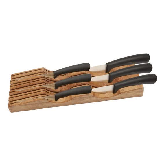 Shop Bamboo In Drawer Knife Block Knife Organizer Holds 15 Knives