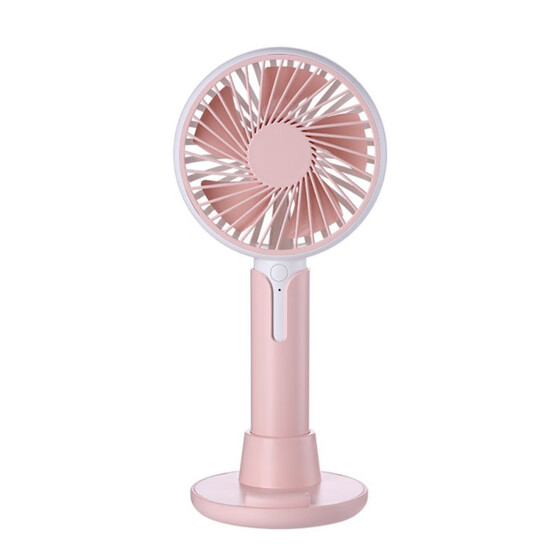 Lovely Cooling Fan Mini Silent Handheld USB Fast Charging Rotary Base Cooling Fan Summer Portable Handheld for Home Office Study Outdoor Travel Pink