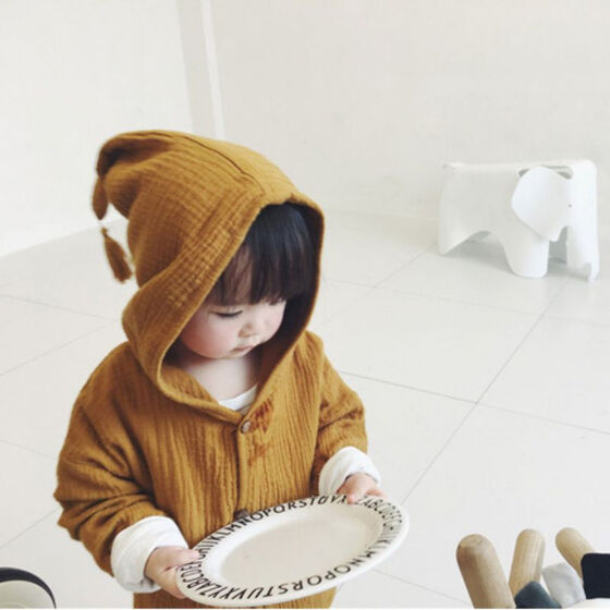 Kids Baby Girls Boy Cotton Linen Hooded Coat Jacket Infant Tassel Outerwear Tops