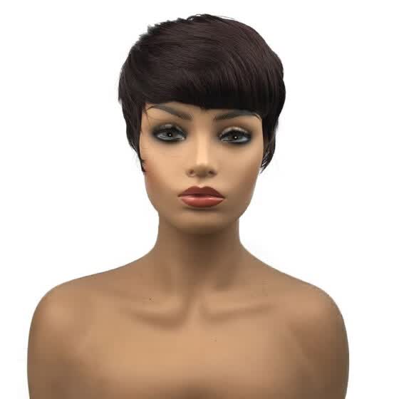 Shop Strongbeauty Short Dark Brown Straight Wig Pixie Cut