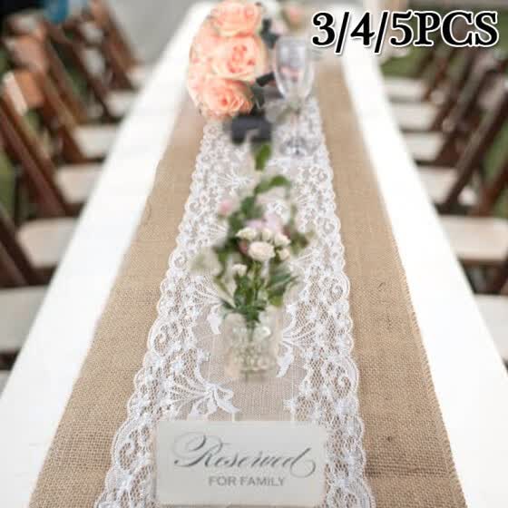 Shop 3 4 5 Pcs Vintage Lace Burlap Jute Table Natural Hessian