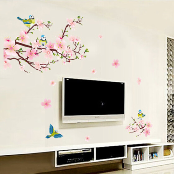 Shop Gobestart Room Peach Blossom Flower Butterfly Wall Stickers