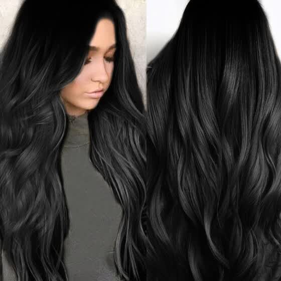 Shop Sexy Gradient Black Party Wigs Long Curly Hair Mixed Colors
