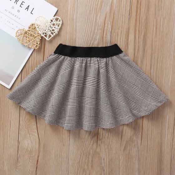 elastic waist houndstooth skirt