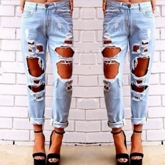 destroyed denim jeans womens