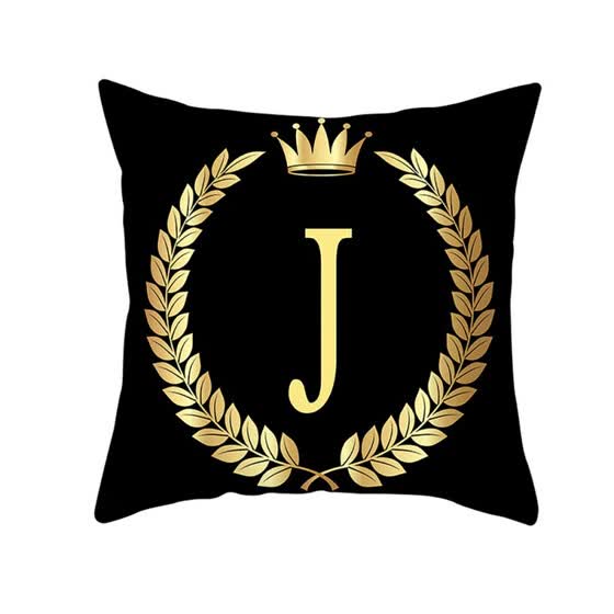 Shop S To Z Letters Black Square Crown Branch Pillow Case Soft
