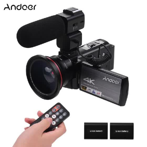 Digital Video Camera Camcorder with Microphone HDR-AE8 4K HD 16X WiFi Camera 3.0inch Touch Screen Night Vision 8 Million CMOS Image Sensor Electronic Anti-Shake with Battery