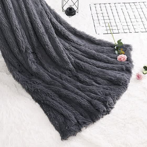 Large Soft Warm Gy Faux Fur Throw Blanket Sofa Double Gy Faux Fur Throw Blanket