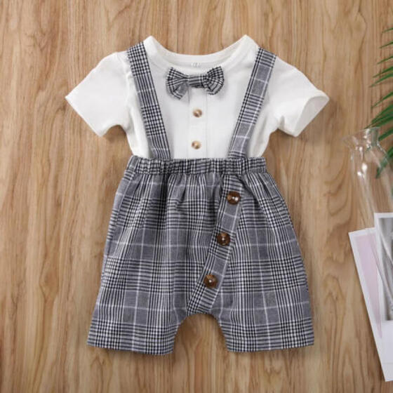 Baby Boys 2 Pieces Short Sleeves Shirt Bodysuit Rompers Bib Pants Clothing Sets Gentleman Outfits