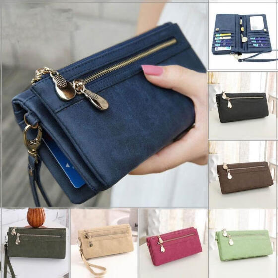 Women Lady Clutch Leather Wallet Long Card Holder Phone Bag Case Purse Handbag