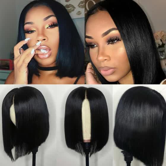 Shop Lace Front Wigs Bob Glueless Short Silky Straight Brazilian