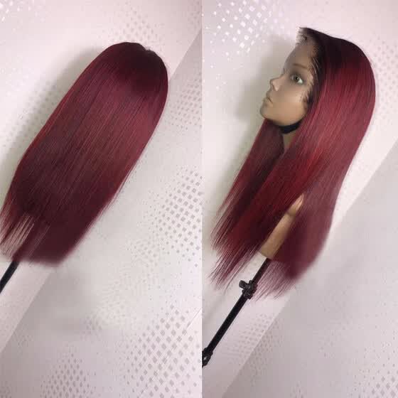 Shop Straight Ombre Color T1b 99j Lace Front Human Hair Wig With