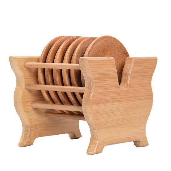 Bamboo Coaster Set Round Insulation Anti-Scalding Cup Holder Kung Fu Tea Set Spare PartsTea Set Cup Coasters Kung Fu Tea Accessories Bamboo Round Cup Holder Tea Accessories