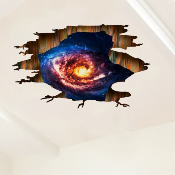 Shop Sky Wall Stickers 3d Broken Wall Starry Black Hole