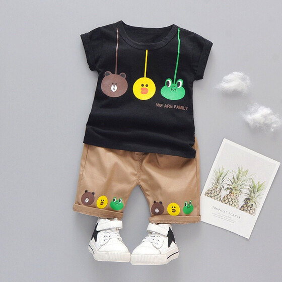 Puppy Patterns Pants 2pcs Outfits ChainSee Kids Boys Letter Short Tops Shirt
