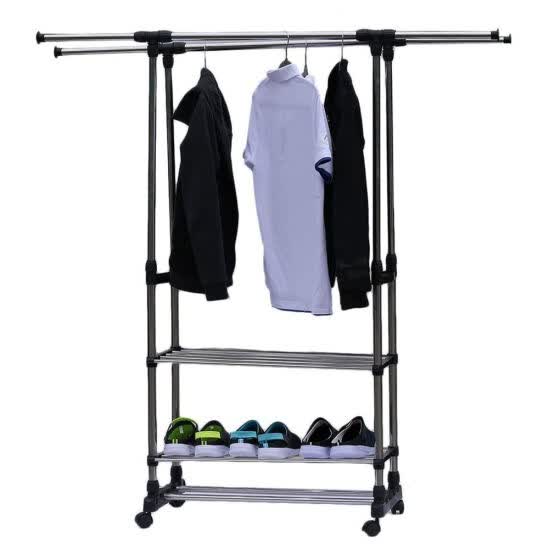 Shop Dual Bars Horizontal Vertical Telescope Style 3 Tiers Stainless Steel Clothing Garment Shoe Rack Online From Best On Jd Com Global Site Joybuy Com