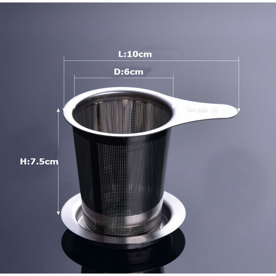 Hot 304 Stainless Steel Tea Infuser Mesh Strainer Lid Drip Tray Brew-in-Mug Tea.