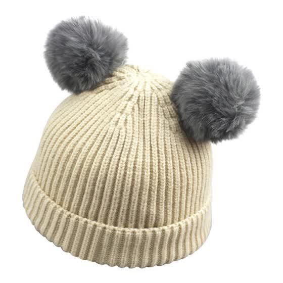 Shop Double Pompom Cute Baby Boy Girl Beanie Cap Winter Toddler Warm Knitted Cap Hat Online From Best Belts Cummerbunds On Jd Com Global Site Joybuy Com