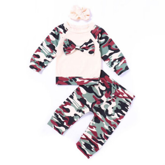 Pants Outfit Kids Toddler Baby Girls Long Sleeve Camo Hoodies T-shirt Pullover