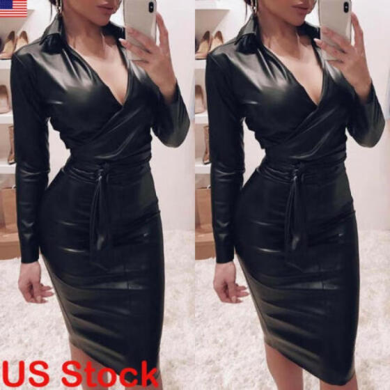 black leather jumper dress