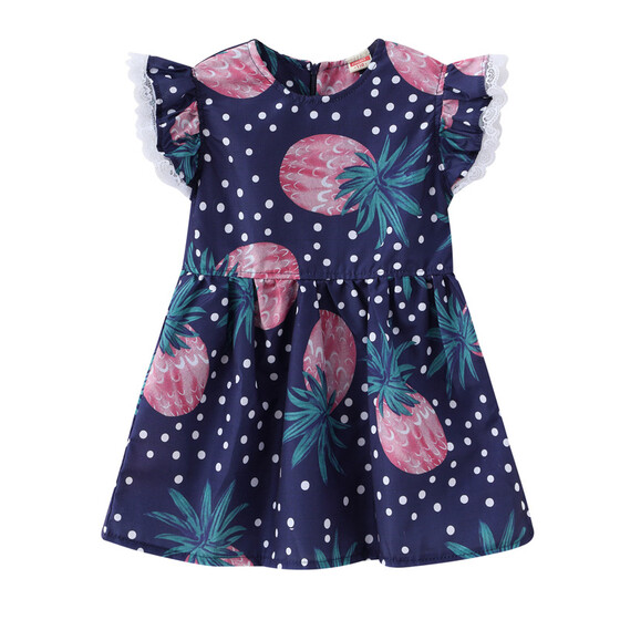 Fashion Cute Fly Sleeve Girls Bow Dress Children Party Sundress Summer Clothing