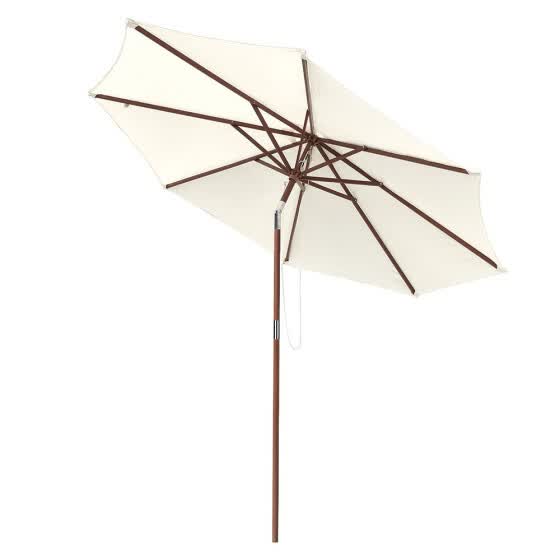 Shop 9ft Wood Patio Umbrella Outdoor Market Table Umbrella 8 Ribs Sunbrella With Tilt Backyard Garden Parasol White Online From Best Rain Gear On Jd Com Global Site Joybuy Com