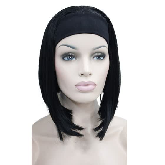 Shop Strongbeauty Cute Bob 3 4 Wig With Headband Orange Brown