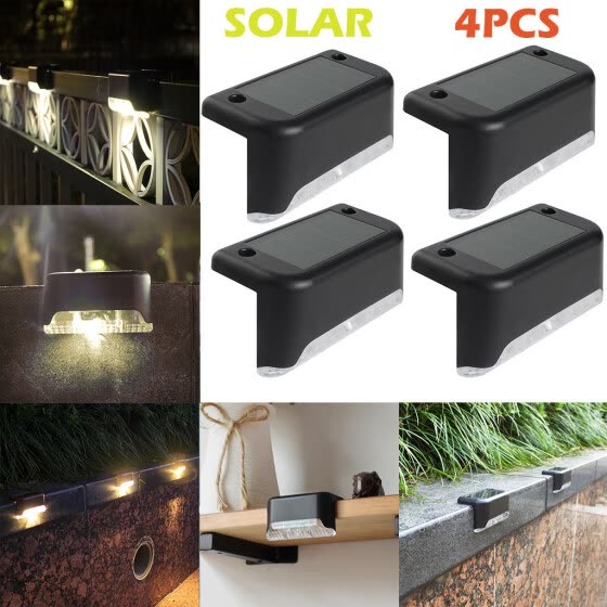 4pcs Led Warm White Solar Pathstair, Warm White Led Outdoor Lights