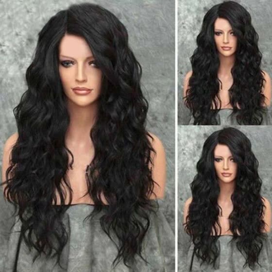 Shop Long Loose Wavy Syntheic Wig Front Wig Curly Full Natural Hair Wigs Women Black Online From Best Styling Tools On Jd Com Global Site Joybuy Com