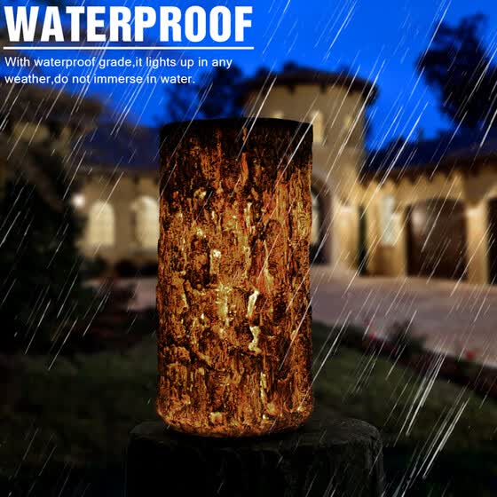 Solar Stump Light Warm White Garden Light Outdoor Lawn Garden Yard Column Light