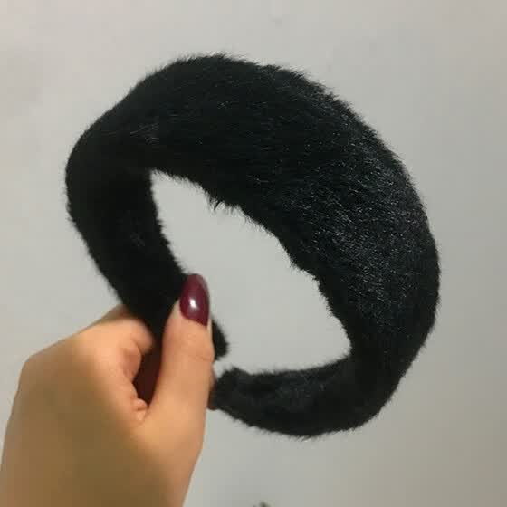 Shop Plush Head Band Headwear Thick Furry Hairband Cute Wide
